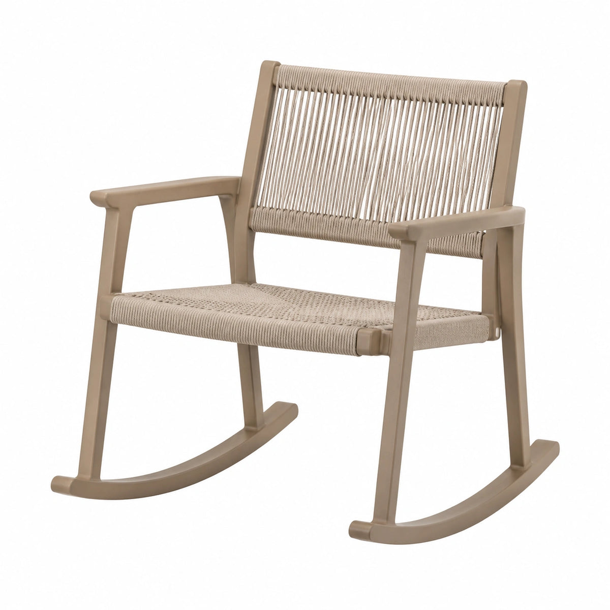 Skandinavischer Schaukelstuhl mit Kordelbespannung, Taupe/Beige, 68 × 74 × 86 cm
