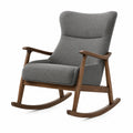 Mid-Century-Schaukelstuhl mit Holzgestell, Grau/Braun, 72 × 92 × 102 cm
