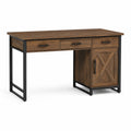 Industrie-Schreibtisch 140 x 60 x 75 cm in Braun mit schwarzem Metallgestell, 3 Schubladen und Schrankfach