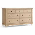 Landhaus-Kommode aus Holz in Naturholz mit Messinggriffen, 160 × 45 × 95 cm, 7 Schubladen