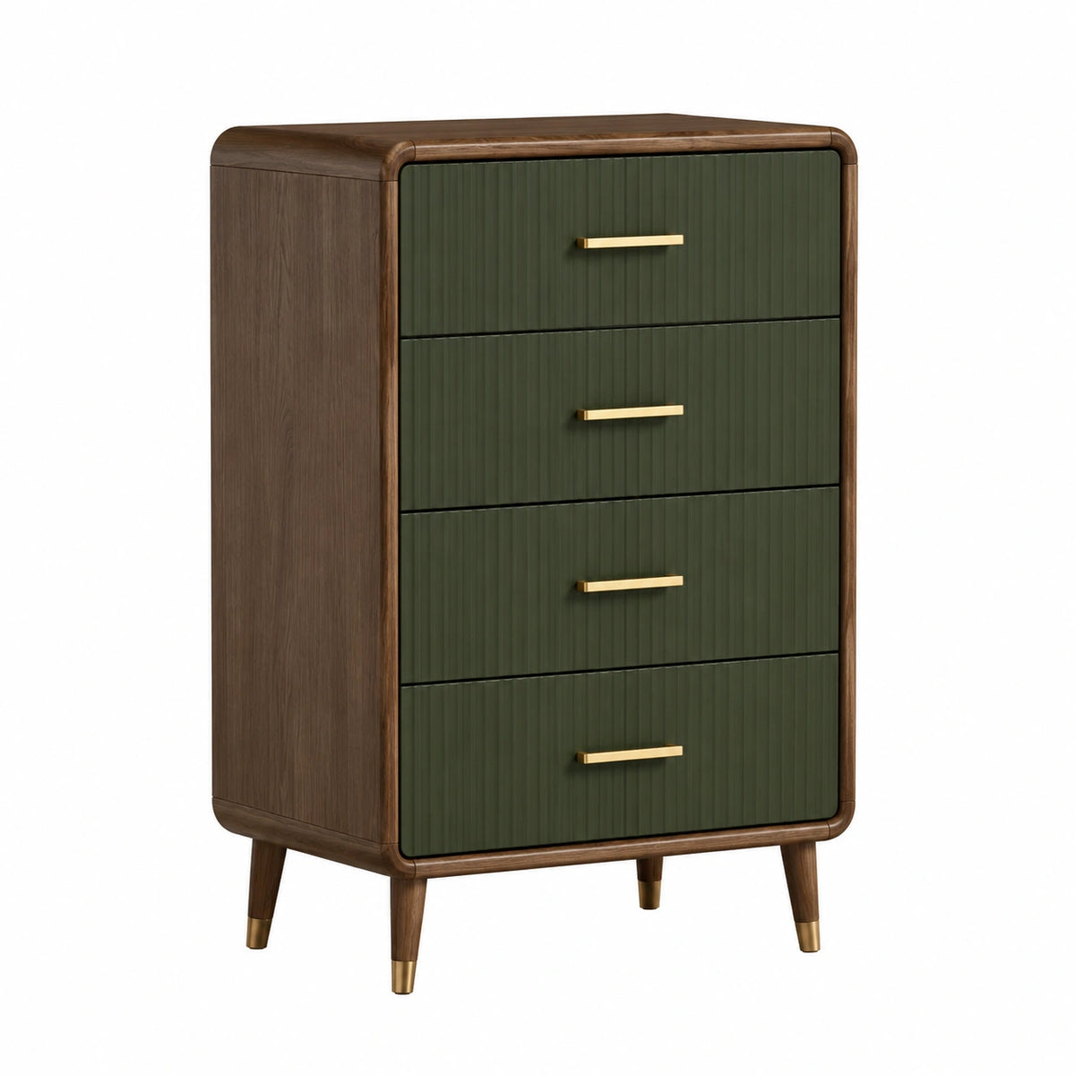 Retro-Kommode mit 4 Schubladen, 80 × 40 × 100 cm, Braun/Grün/Gold