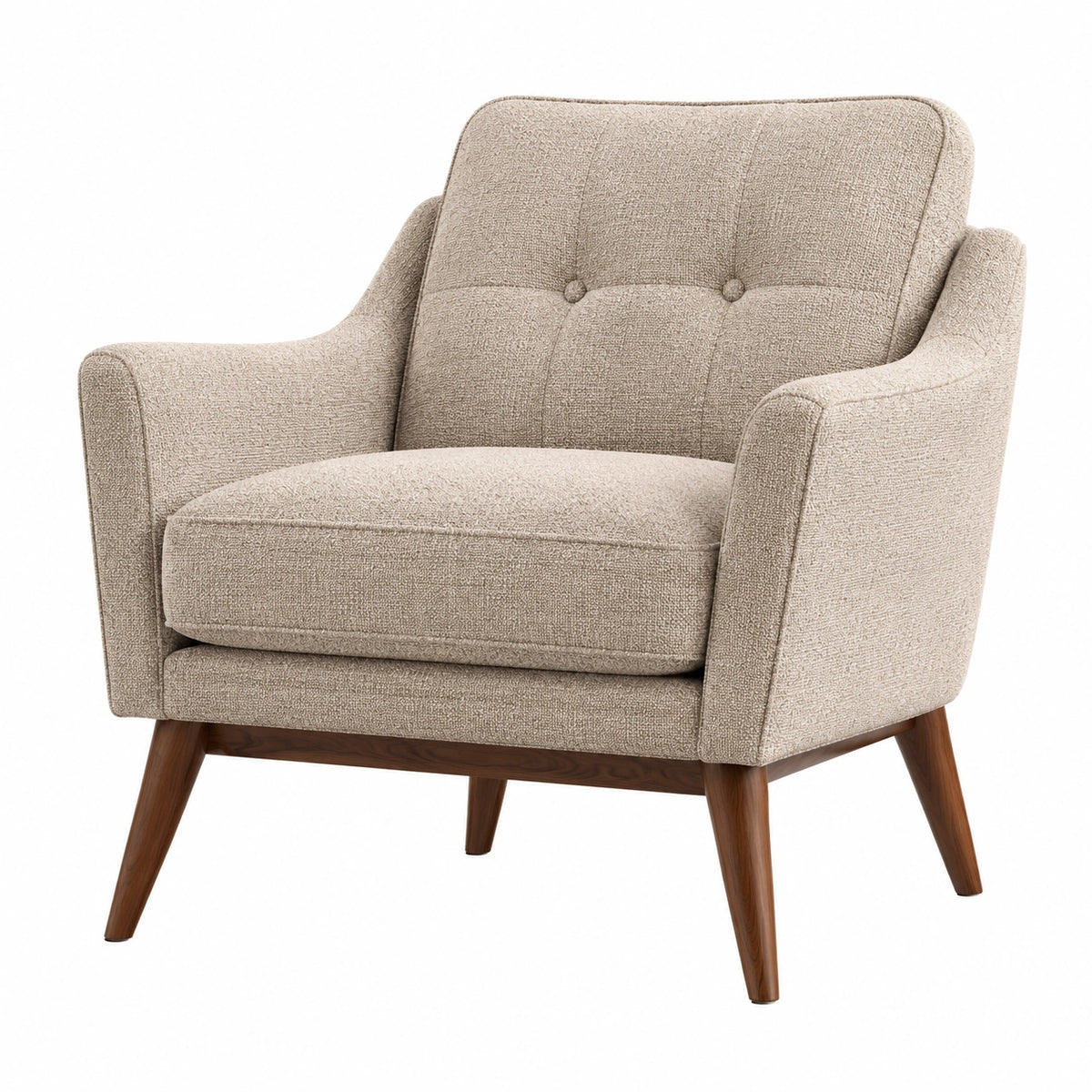 Retro-Sessel 82 × 85 × 92 cm, Beige mit braunen Holzfüßen