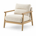 Skandinavischer Loungesessel 75 × 82 × 86 cm mit Bouclébezug in Creme und Naturholzgestell