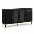 Modernes Sideboard mit 4 Türen und 2 Schubladen, 160 × 40 × 85 cm, Schwarz/Gold